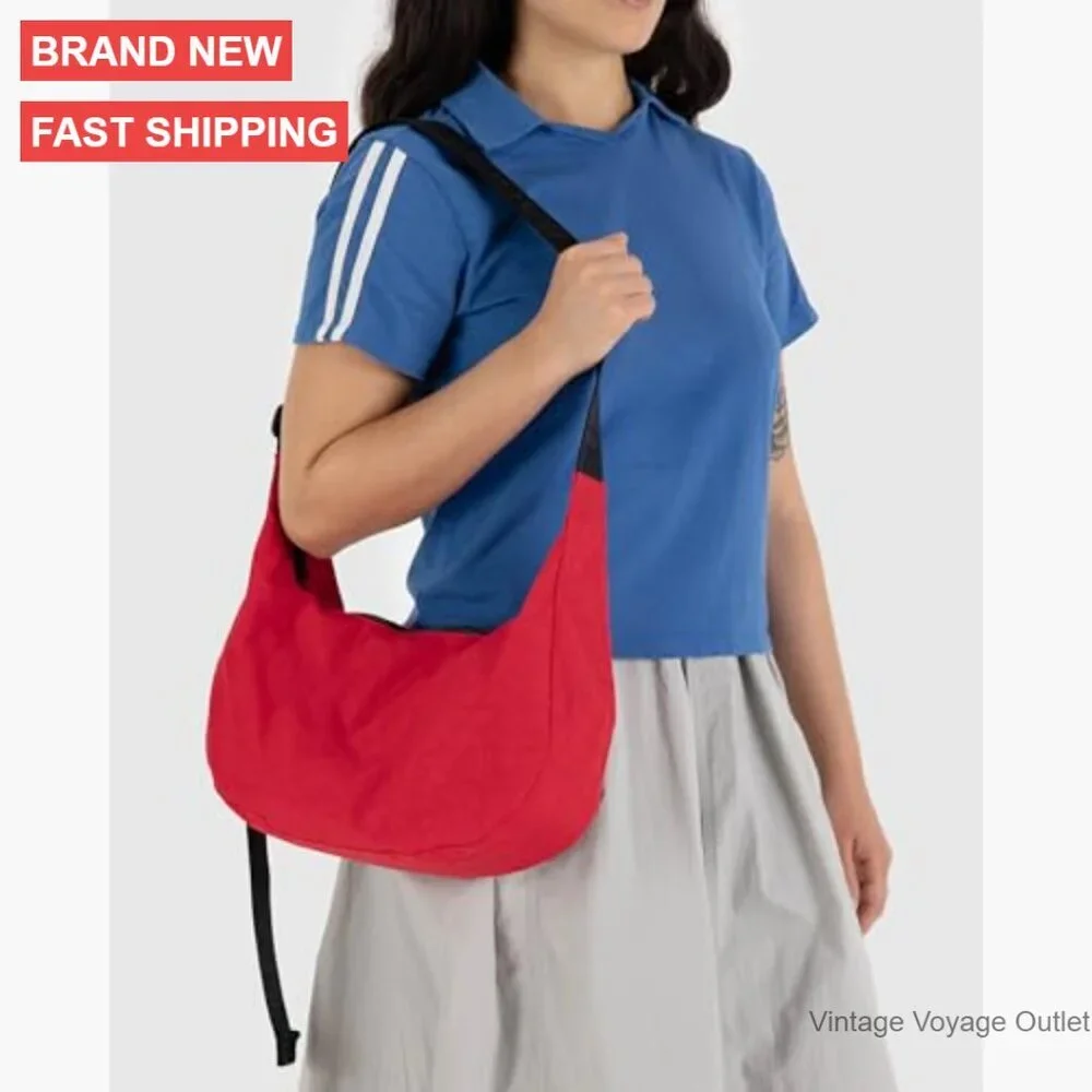 Medium Nylon Crossbody Bag with Adjustable Strap, Hobo Style